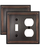 ZILLSEA 1 TOGGLE/1 DUPLEX SWITCH PLATES, 2 PACK, 2-GANG, A033P22 - BRONZE - Brand New