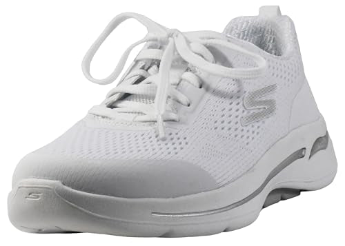 124404 SKECHERS GO WALK ARCH FIT-MOTION BREEZE SNEAKER WHITE/SILVER SIZE 7.5 - Brand New