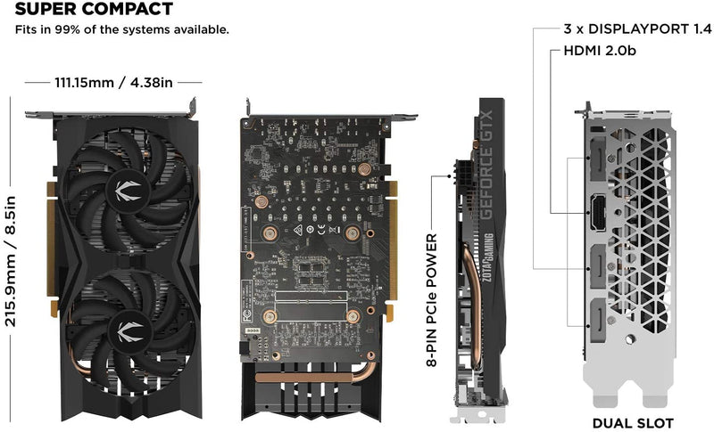 ZOTAC Gaming GeForce GTX 1660 Gaming Graphics Card ZT-T16600K-10M - Black Like New
