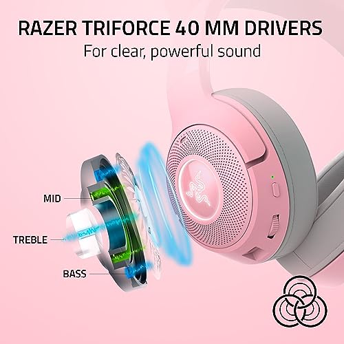 Razer Kraken Kitty V2 BT Wireless RGB Headset Chroma RGB Kitty Ears & Earcups - Like New