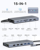 USB C Docking Station Dual Monitor 15 in 1 Laptop Docking Station Triple Display - Like New