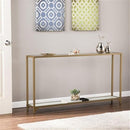 Narrow Metal Console B0875M1Y41 - Gold w/ white glass - Brand New