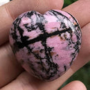 Fekuar 4Pcs Natural Rhodonite Crystal Heart Pocket Stone, Palm Love Healing - Brand New