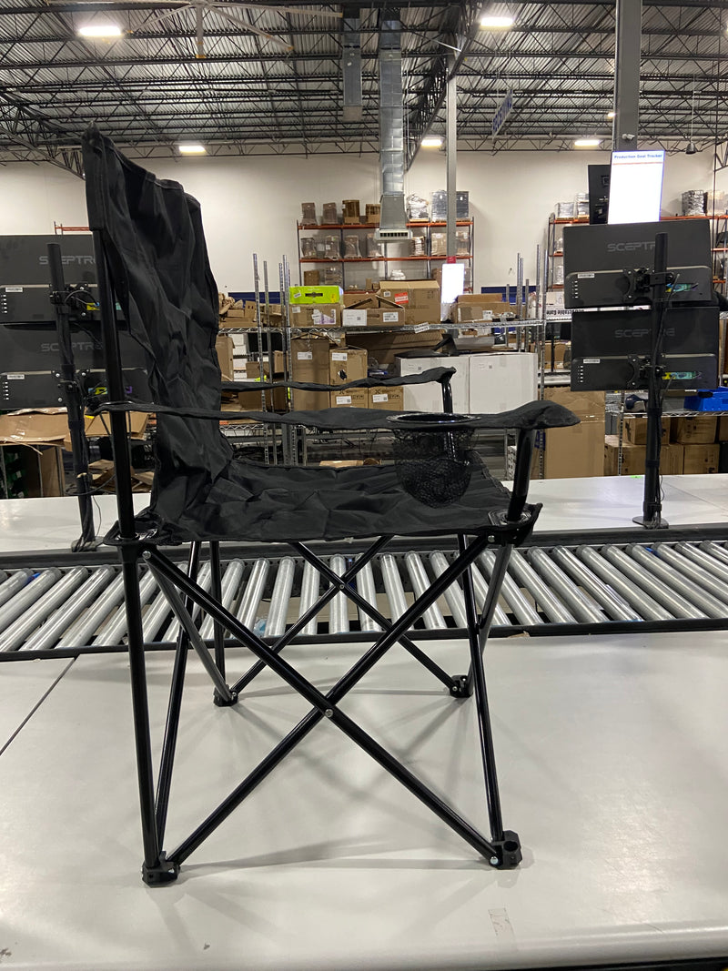 TREK OUTDOOR LIVING SOLUTIONS HEAVY DUTY CAMPING CHAIR - BLACK - Scratch & Dent