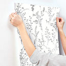 York Wallcoverings FH4026 Wildflower Sprigs Wallpaper Black/White - Brand New