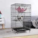 AVEEN 3-Tier Small Cat Cage Playpen 2 Front Doors & Free Hammock - Black - Like New