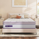 SERSPER FULL MATTRESS 12IN,5-ZONE POCKET SPRING HYBRID MATTRESS - WHITE, PURPLE - Brand New