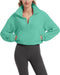 FKEEP QUARTER ZIP PULLOVER WOMEN CROPPED TOP SZ XL ZGREEN A - Brand New