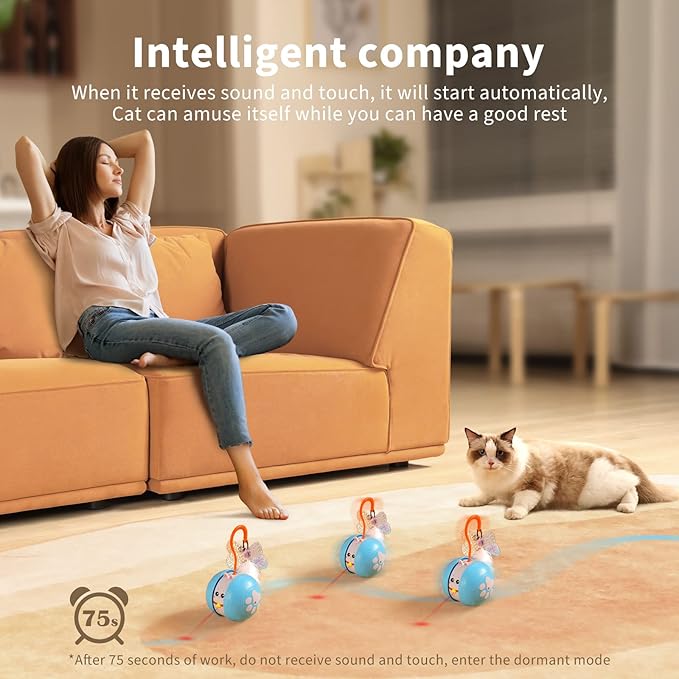 VEPNANLINE CAT TOYS FOR INDOOR CATS AUTOMATIC INTERACTIVE CAT LASER - BLUE - Like New