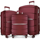 AXIDOU LUGGAGE SETS WITH SPINNER WHEELS, PP+ABS SUITCASE SETS, WINE RED Like New