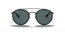 RAY-BAN DOUBLE BRIDGE ROUND SUNGLASSES MEDIUM BLACK/DEEP BLUE - Scratch & Dent