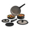 BELLA 8 PIECE REMOVABLE HANDLE COOKWARE SETFIT ANYWHERE KITCHENWARE GLASS BLACK - Like New