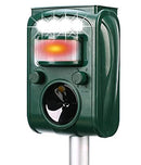 FAYINWBO SOLAR ULTRASONIC ANIMAL REPELLER MOTION DETECTION SIREN FLASH - GREEN - Like New