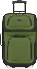 U.S. TRAVELER RIO RUGGED FABRIC EXPANDABLE CARRY-ON LUGGAGE SET - EVERGREEN - Brand New