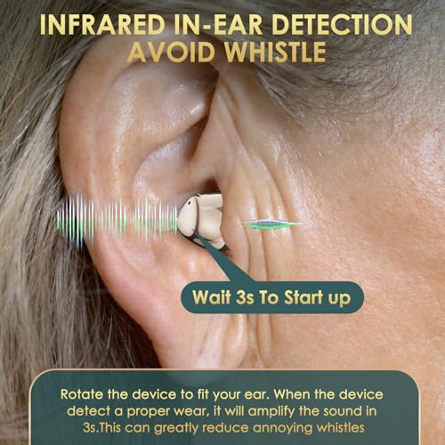 EARHANCE DIGITAL HEARING AIDS RECHARGEABLE NOISE CANCELING - GOLD - Like New