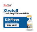 XTRA TUFF 13 GALLON TRASH BAGS, TALL KITCHEN GARBAGE BAGS, 130 COUNT - WHITE - Brand New