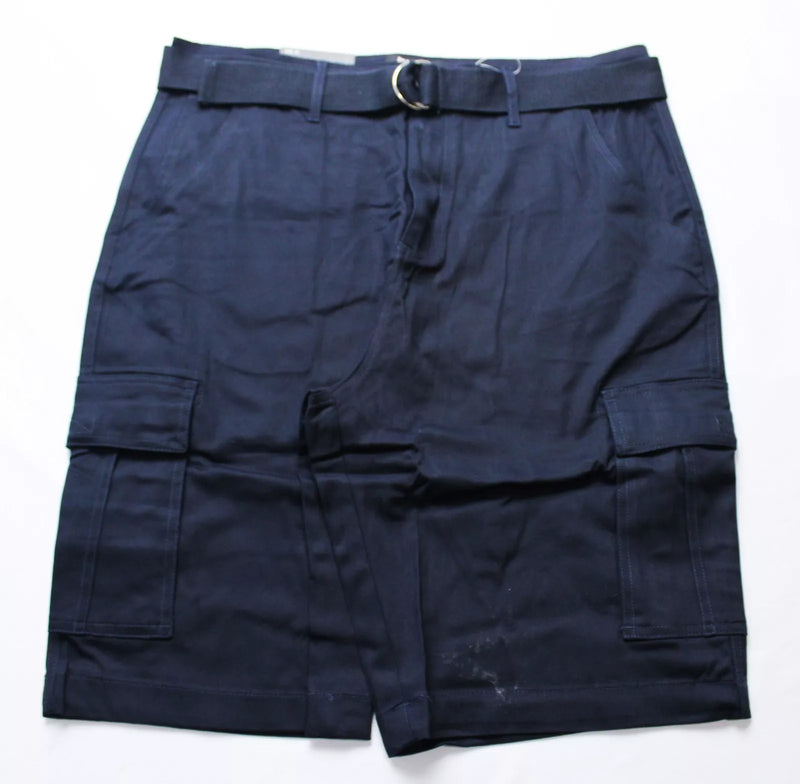 BLU ROCK NEW YORK 10" INSEAM CARGO POCKET W/BELT INCLUDED SHORTS MEN 36 - NAVY - Like New