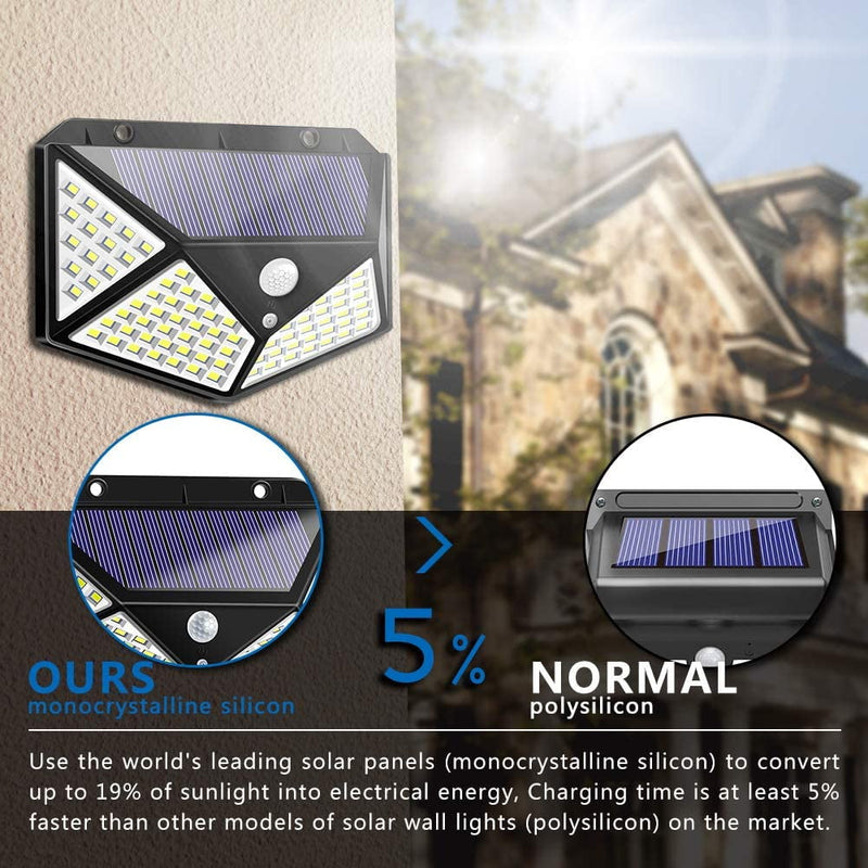 QUNLER OUTDOOR SOLAR LIGHTS 3 MODES WIRELESS IP65 WATERPROOF 2 PACKS - BLACK - Like New