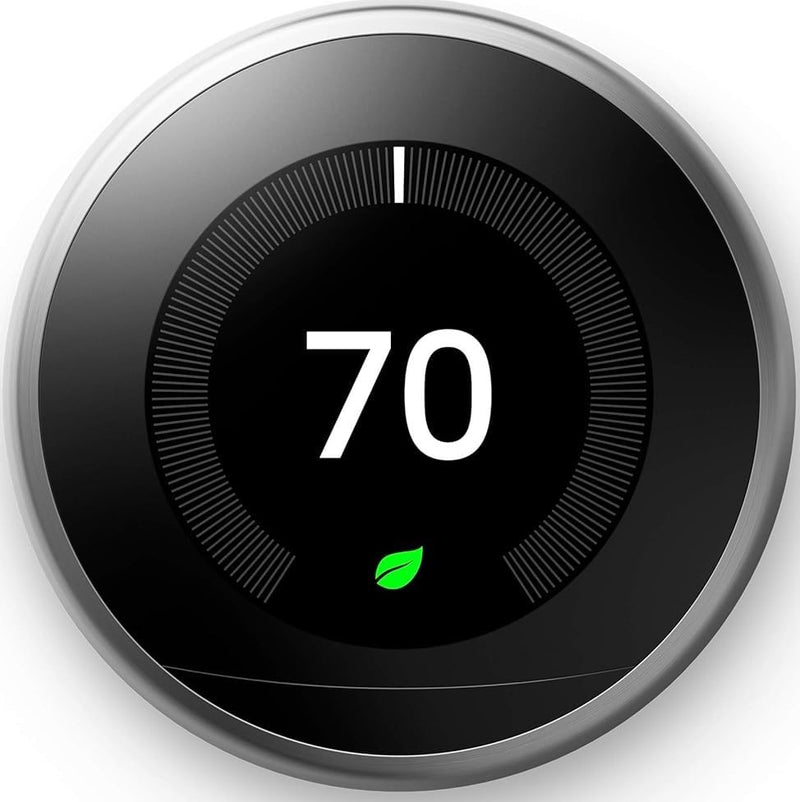 GOOGLE NEST LEARNING THERMOSTAT 3RD GEN SMART A0013 - STAINLESS STEEL - Like New