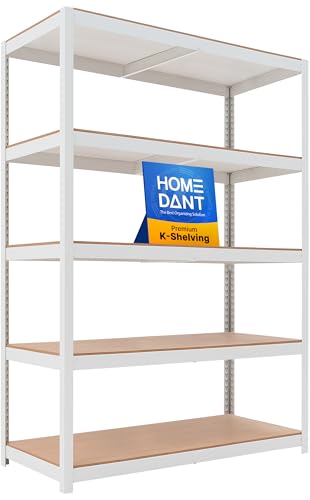 HOMEDANT HOUSE LIFT-BEAM WHITE BOLTLESS HEAVY DUTY GARAGE STORAGE SHELVING - Like New
