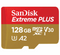 SanDisk Extreme Plus 128GB microSD Card with Adapter 2-Pack - Red/Yellow New