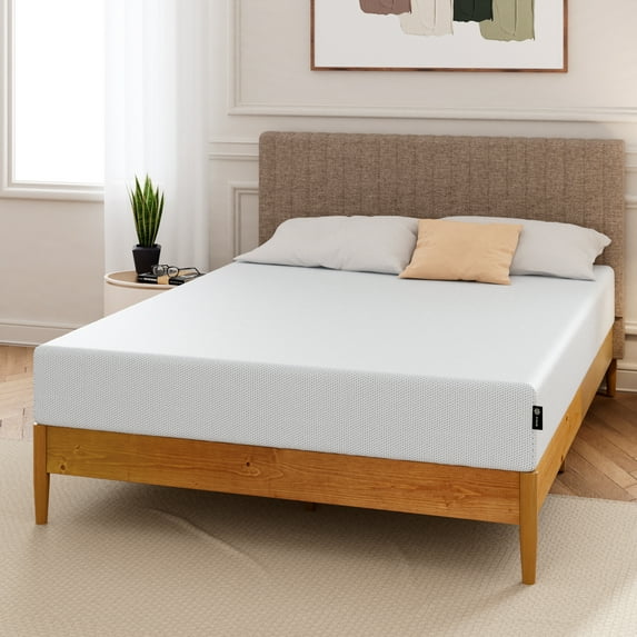 ZINUS CALM 10" KING TIGHT TOP COOLING GEL MEMORY FOAM MATTRESS - WHITE - Like New