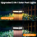 BOSCEOS 8-PACK SOLAR POST 2-COLORS 16LEDS OUTDOOR LIGHTS FIT 4X4, 5X5 - BLACK - Like New