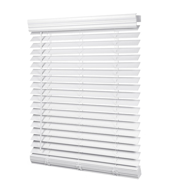 LazBlinds 2-inch Cordless Faux Wood Blinds with Royal Valance - White - Like New