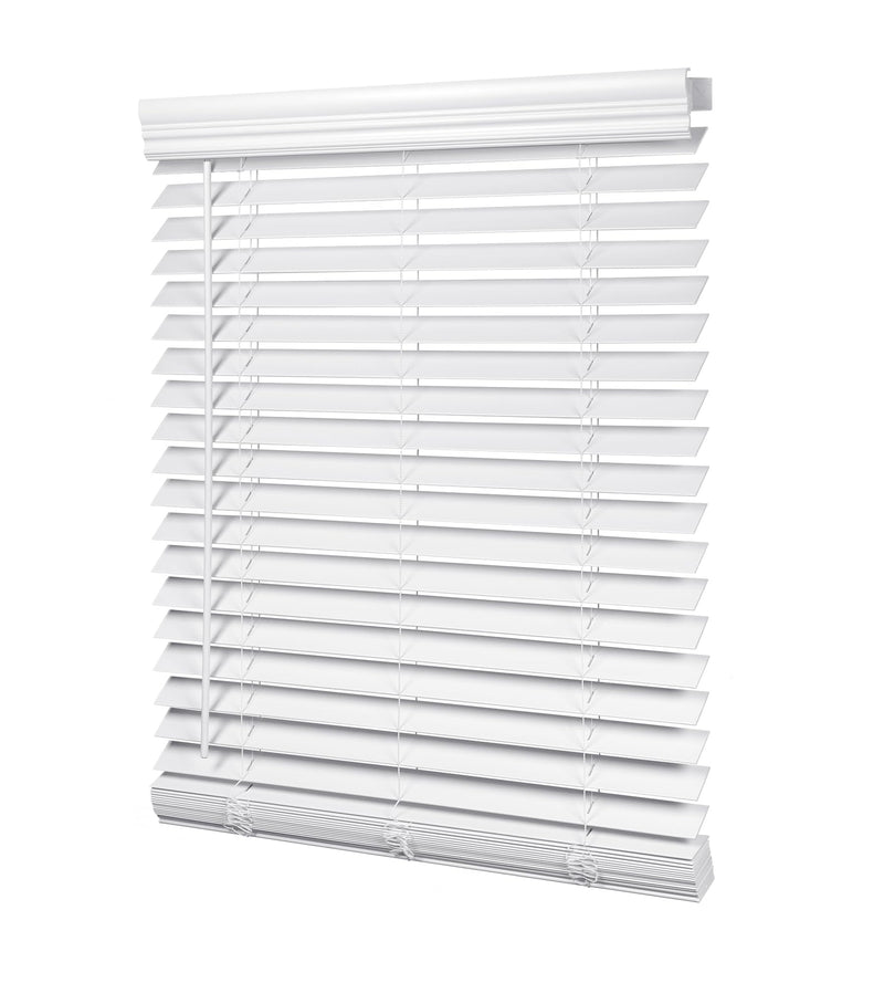 LazBlinds 2-inch Cordless Faux Wood Blinds with Royal Valance - White - Like New