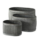 French Country Oval Chubby Belly Planters, Grey, Set of 3, 24.5, 20, 14.5 " - Brand New