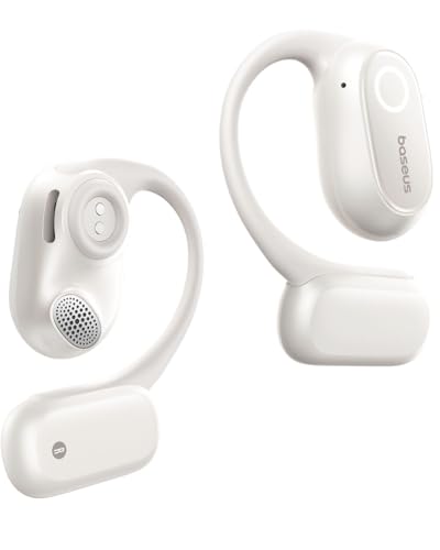 Baseus Open-Ear Headphones, Hi-Res Wireless Audio with LDAC, Rich Bass, White - Like New