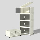 CETOMO 35L*4 PLASTIC FOLDABLE STORAGE BOXES WITH LID FOLDING STORAGE CABINET - Like New