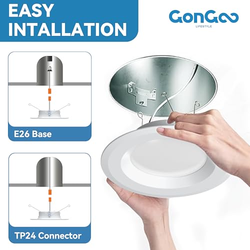 GONGOO LIFESTYLE 6 PACK LED RECESSED LIGHT 6INCH 5CCT FLAT LED CAN LIGHTS - Like New