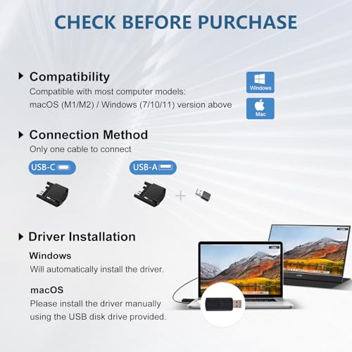 G-STORY Portable Monitor 14" FHD 1080P IPS USB-C,USB-A Laptop Monitor GS140H0 - Like New