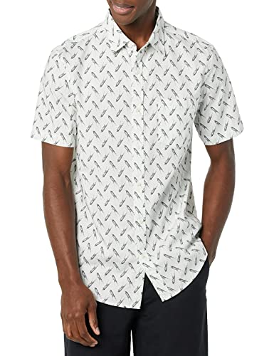 AEM20108SS22 AMAZON ESSENTIALS MENS SHORT-SLEEVE STRETCH POPLIN SHIRT LGBRPRINT - Brand New