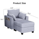 REAL RELAX 31.8" CHAISE LOUNGE CHAIR COMFY CHAISE SOFA RECLINER LIGHT GREY - Like New