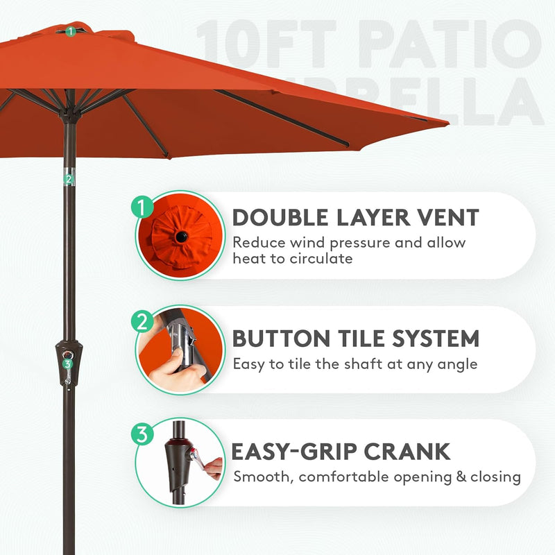 JEAREY 9FT OUTDOOR PATIO UMBRELLA - ORANGE RED - Like New