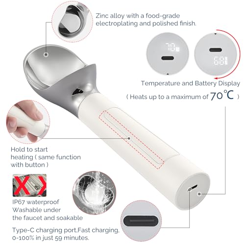 FROSTJOY HEATED ICE CREAM SCOOP RECHARGEABLE ELECTRIC - WHITE - Like New