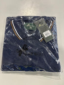 TIGER WOLF 3 BUTTON POLO SHIRT - SIZE: MEN XL - NAVY/WHITE/BROWN - Brand New