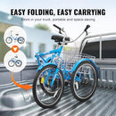VEVOR Folding Adult Tricycle, 24" Adult Folding Trikes, SS003-2C - Blue - Like New