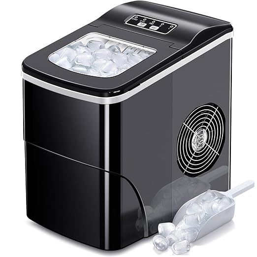 AGLUCKY Ice Makers Countertop Self-Cleaning, 26.5lbs/24hrs Z5876 - BLACK - Like New