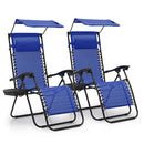 MoNiBloom Zero Gravity Chair Set of 2 Canopy Shade Patio Folding Recliner Blue - Brand New