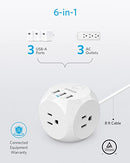 ANKER USB TRAVEL POWER STRIP 321 POWER CHARGING STATION 8FT CORD - WHITE - Like New