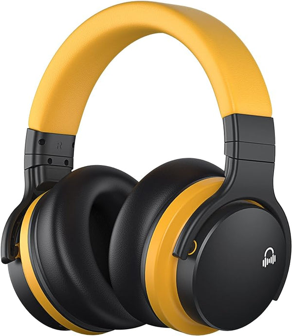 MOVSSOU E7 Active Noise Cancelling Headphones Bluetooth Wireless - Deep Yellow Like New