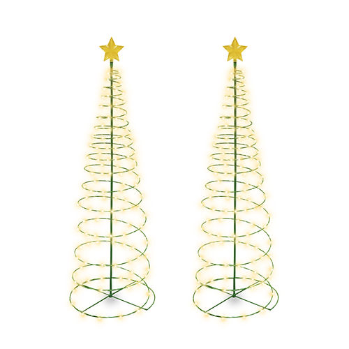TOUCH OF ECO MERRYLITE SOLAR LED 4FT METAL CHRISTMAS TREE, 2PACK, MULTI-COLORED - Like New
