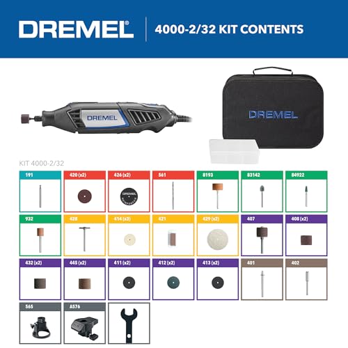 Dremel 4000-2/32 Variable Speed Rotary Tool Kit Engraver Polisher Sander - Black - Like New