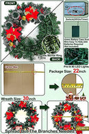 30 Inch Big Snowy Prelit Christmas Wreath 80 Color Lights B0BN2MYY2Y - Green - Brand New