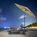 Backyard Expressions 9FT Patio Umbrella 32 LED Lights, FaFade-Resistant - Taupe - Like New