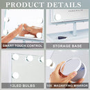 FENCHILIN Lighted Hollywood Makeup Mirror 360° Free-Rotation 12 LEDs - White - Brand New