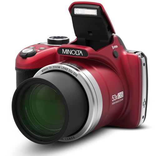 MINOLTA PRO SHOT 16MP HD CAMERA 53X OPTICAL ZOOM 1080P FULL HD VIDEO - RED - Like New